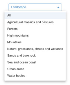 AskWhere manual | Select landscape type